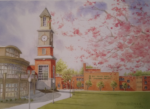 Brenneman WVSOM Alumni Tower Watercolor